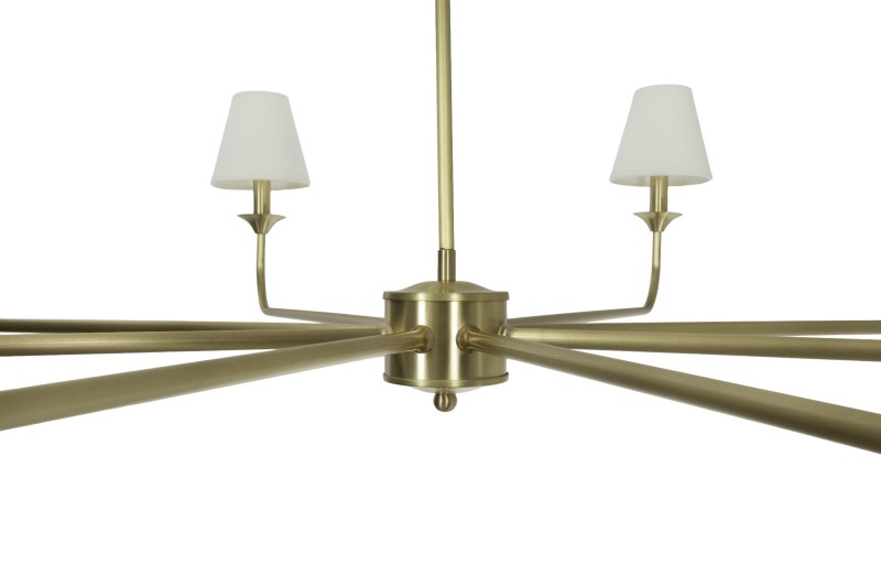 Farmhouse Brushed Brass Chandelier – Slim White Edition