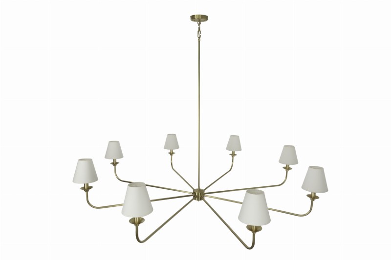 Farmhouse Brushed Brass Chandelier – Slim White Edition