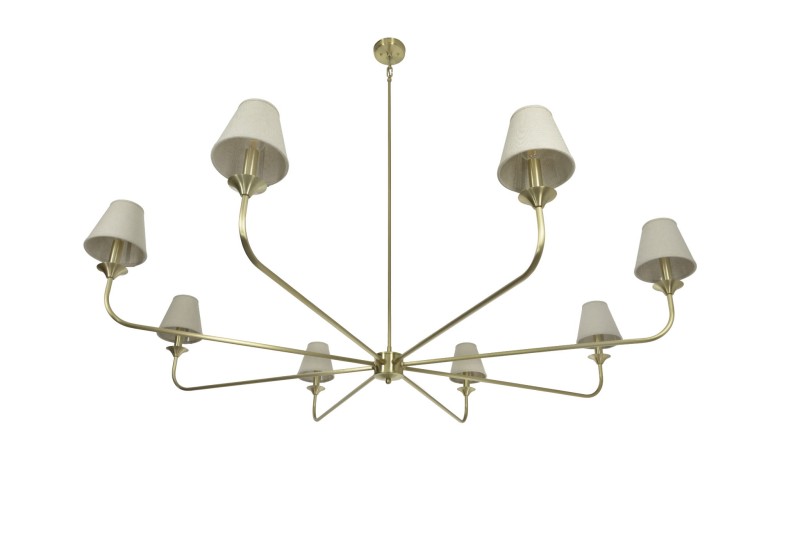 Farmhouse Brushed Brass Chandelier – Slim Linen Edition