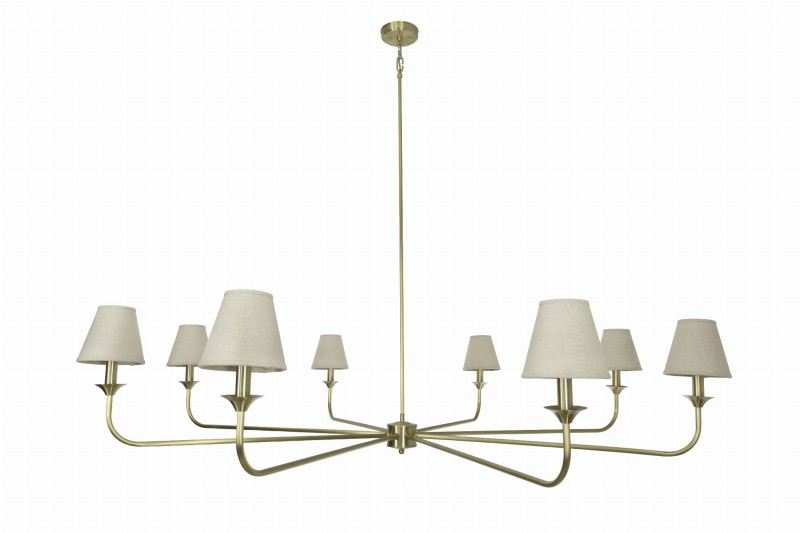 Farmhouse Brushed Brass Chandelier – Slim Linen Edition