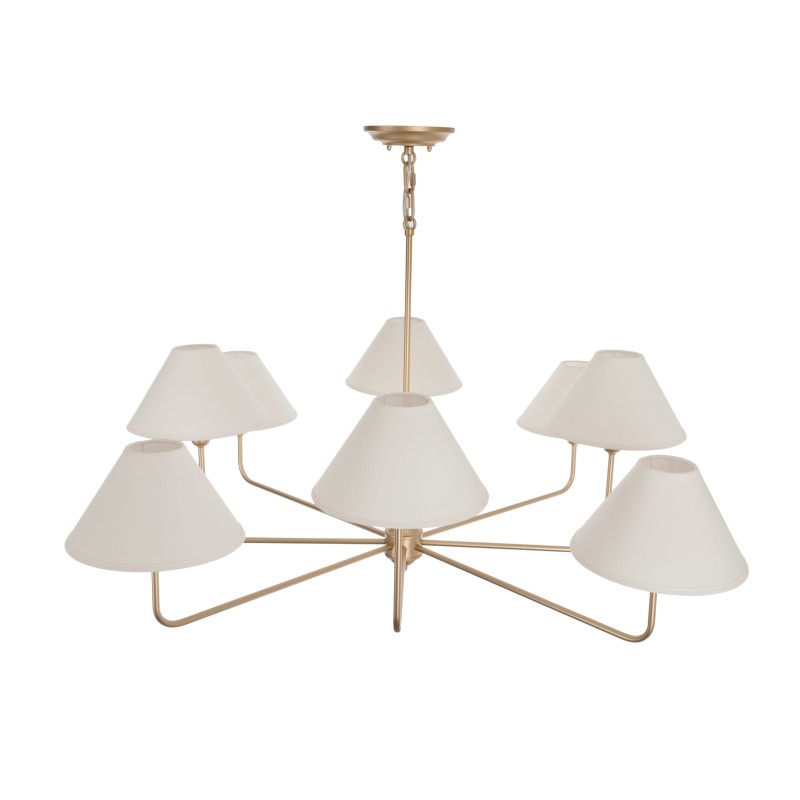 Calm Gold Chandelier with a wide white lampshade