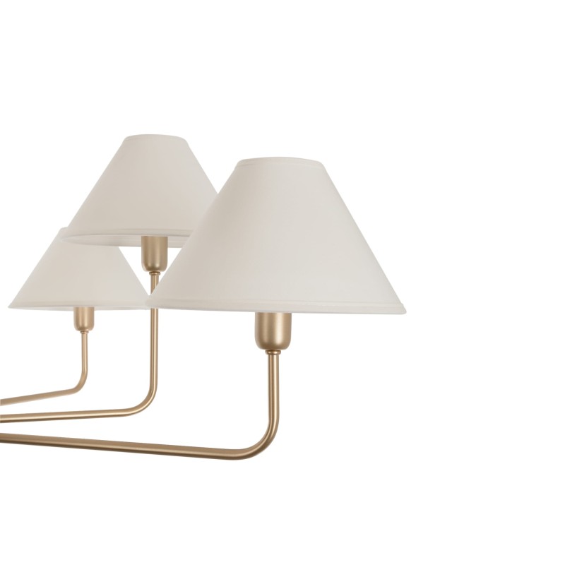 Calm Gold Chandelier with a wide white lampshade