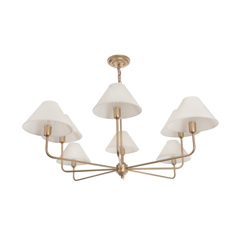 Calm Gold Chandelier with a wide white lampshade
