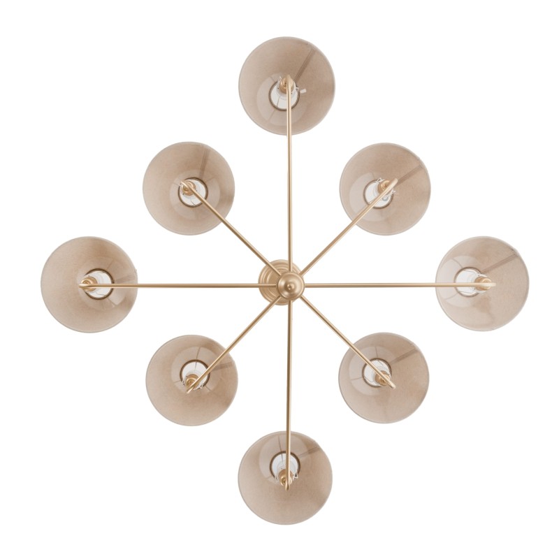 Calm Gold Chandelier with a wide linen lampshade