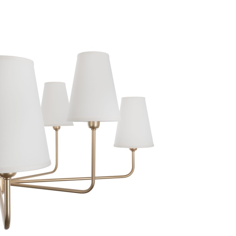 Calm Gold Chandelier with a narrow white lampshade