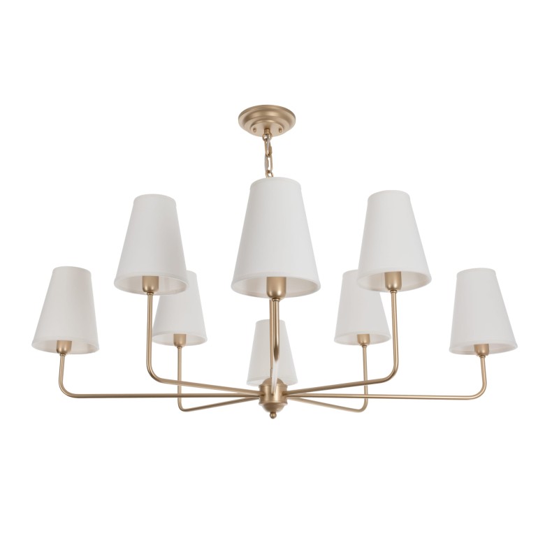 Calm Gold Chandelier with a narrow white lampshade
