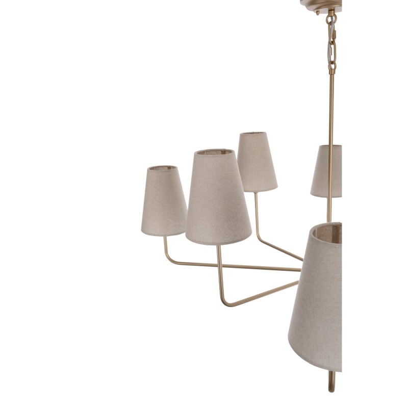 Calm Gold Chandelier with a narrow linen lampshade