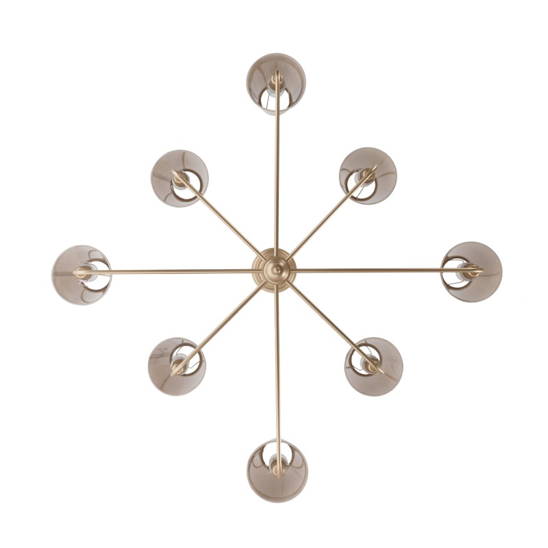 Calm Gold Chandelier with a narrow linen lampshade