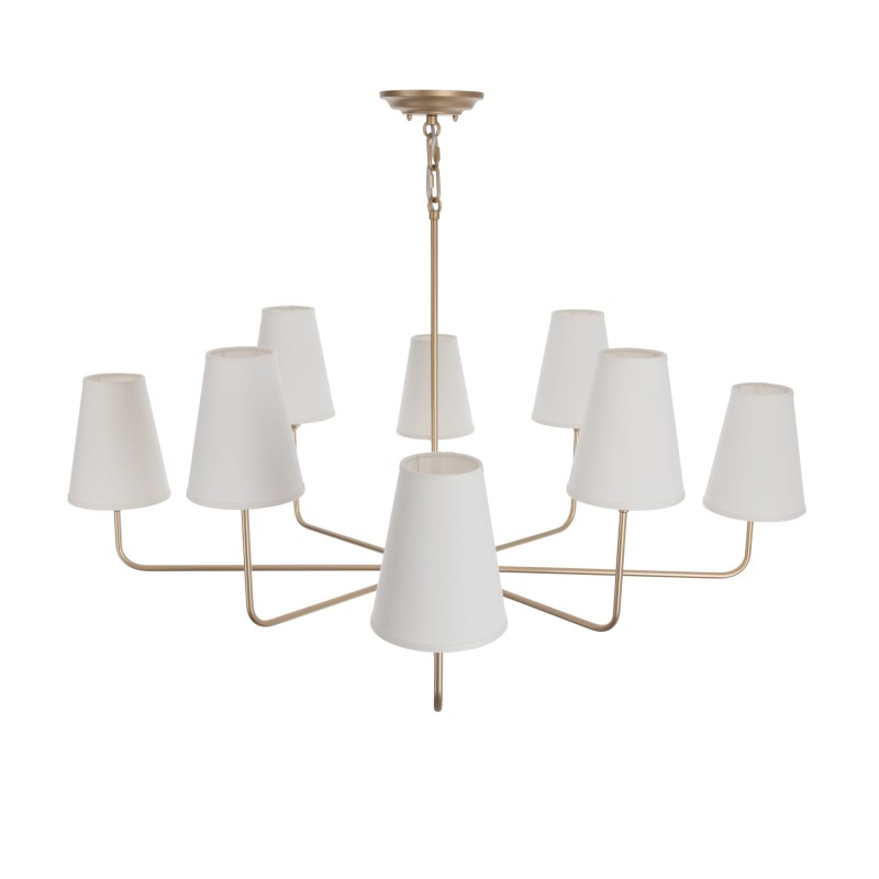 Calm Gold Chandelier with a narrow white lampshade