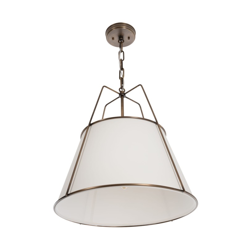 Amber brass  lamp with a white lampshade