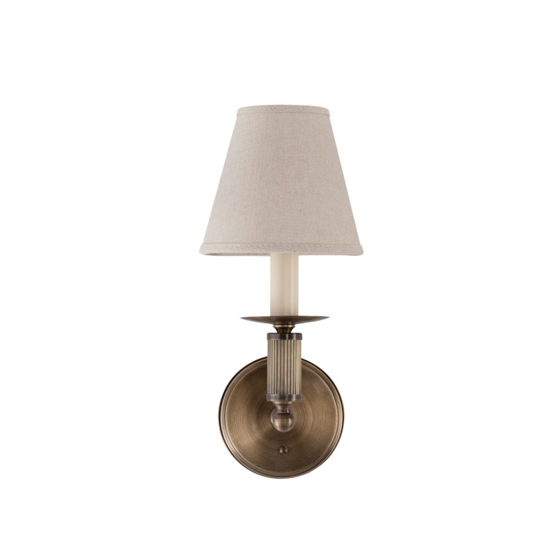 Arto brass wall sconce with a white lampshade