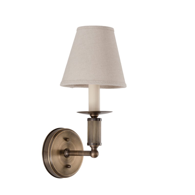 Arto brass wall sconce with a white lampshade