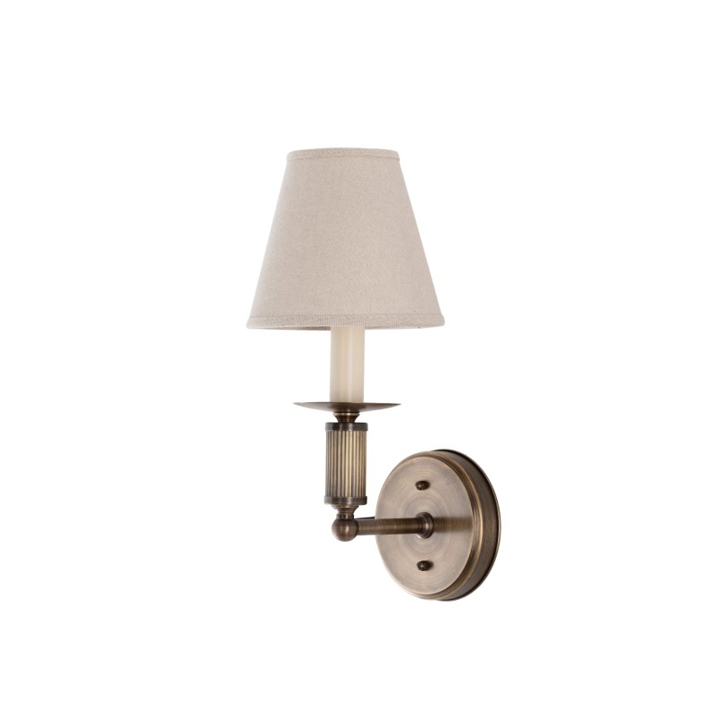 Arto brass wall sconce with a white lampshade