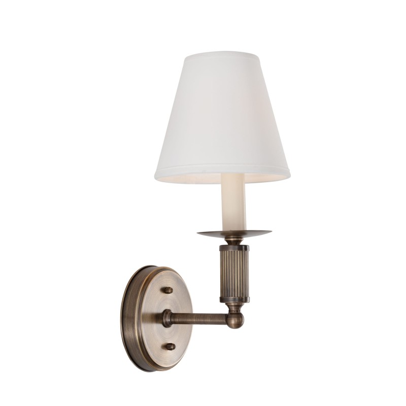 Arto brass wall sconce with a white lampshade