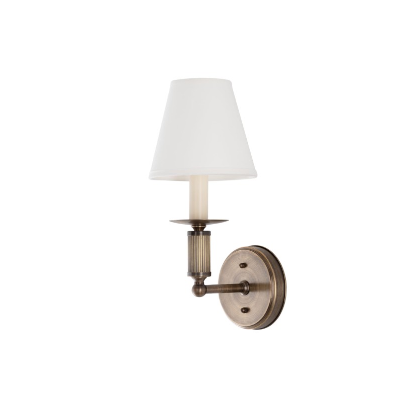 Arto brass wall sconce with a white lampshade
