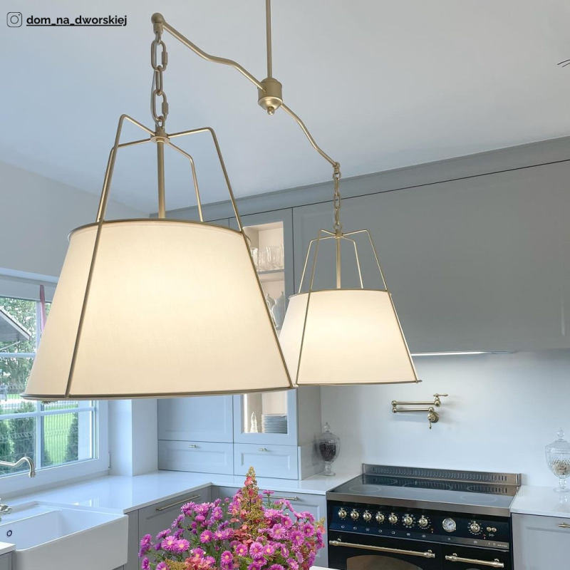 Amber Twin lamp, gold- white shade
