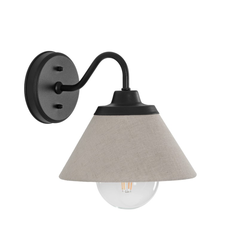 NILO wall lamp, black linen shade