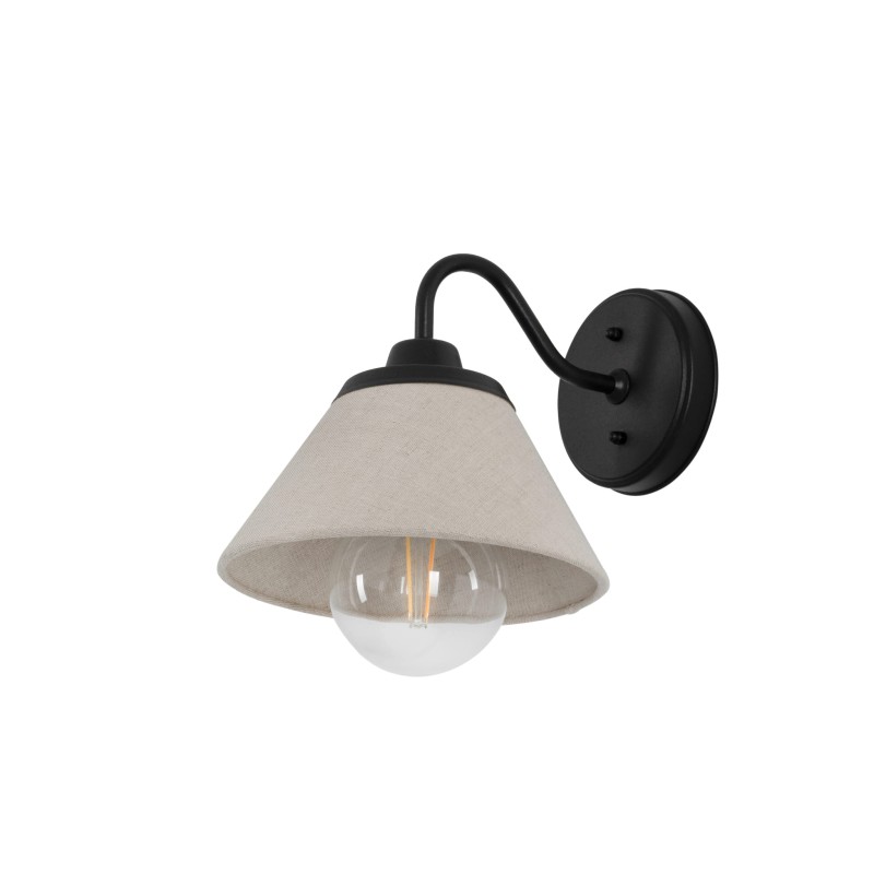 NILO wall lamp, black linen shade