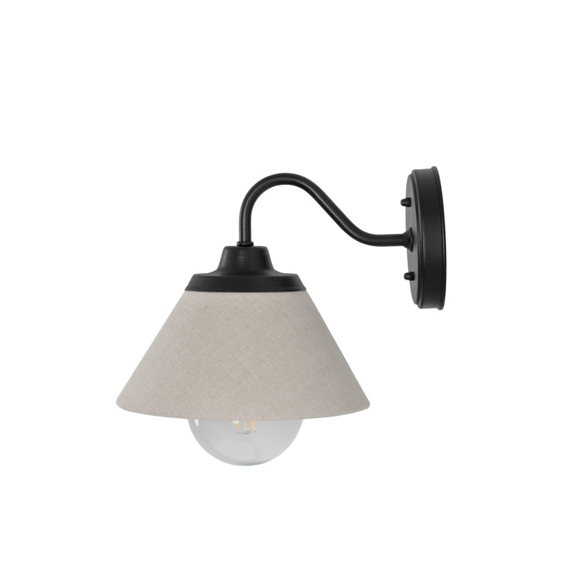 Kinkiet NILO czarny-lniany abażur
