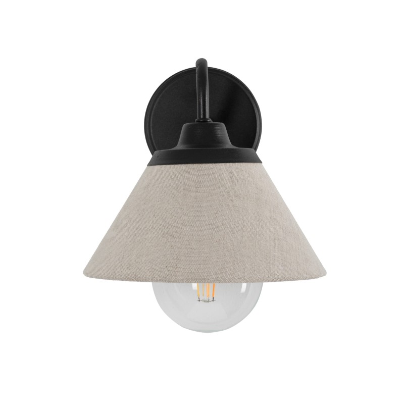 Kinkiet NILO czarny-lniany abażur