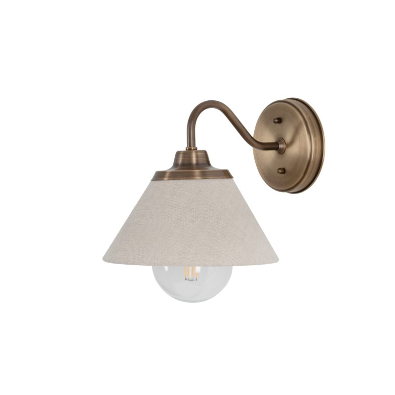 NILO Patina Brass Wall Sconce with Linen Shade