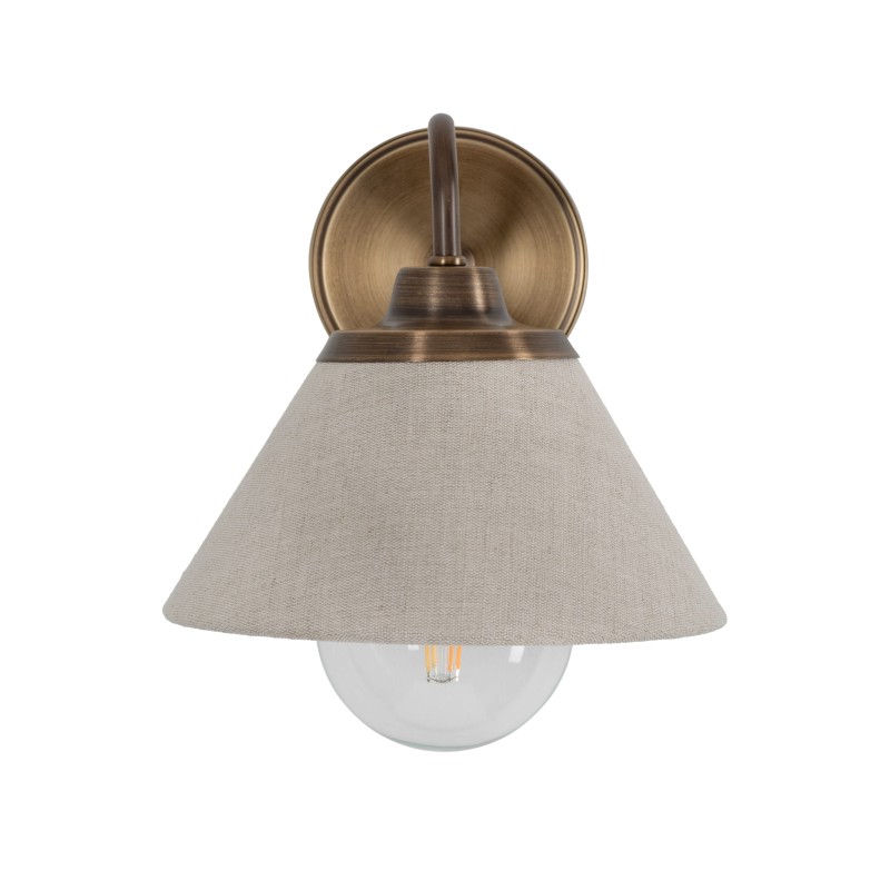 NILO Patina Brass Wall Sconce with Linen Shade