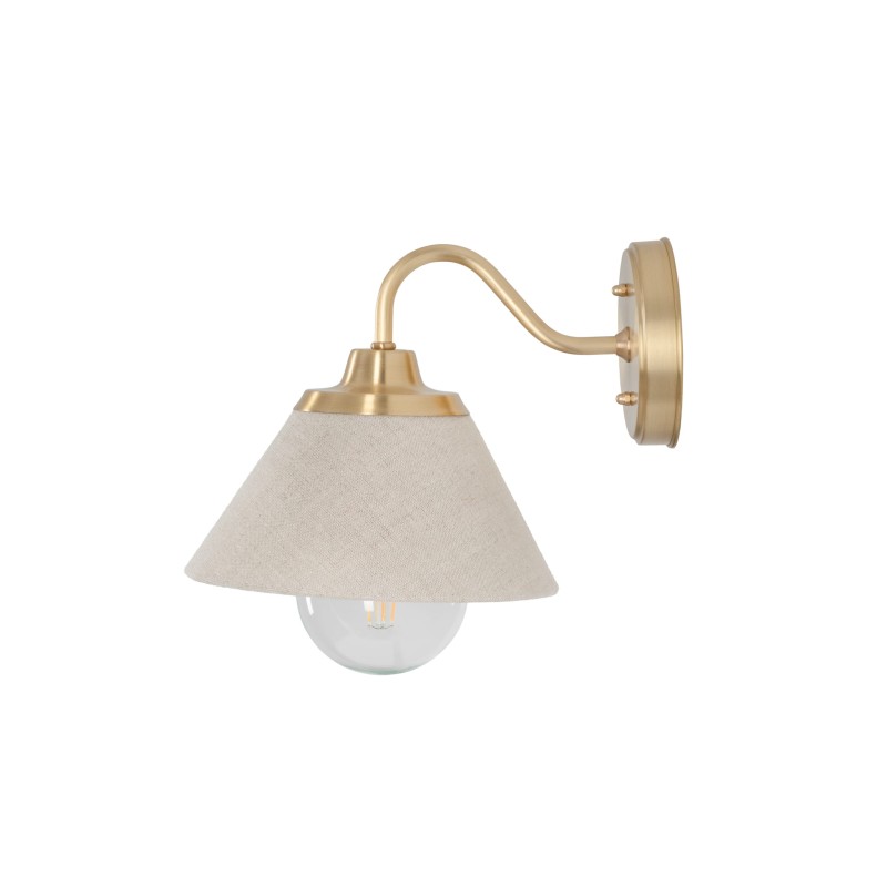 Nilo classic brass wall lamp - linen shade