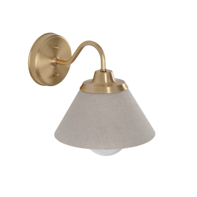 Nilo classic brass wall lamp - linen shade