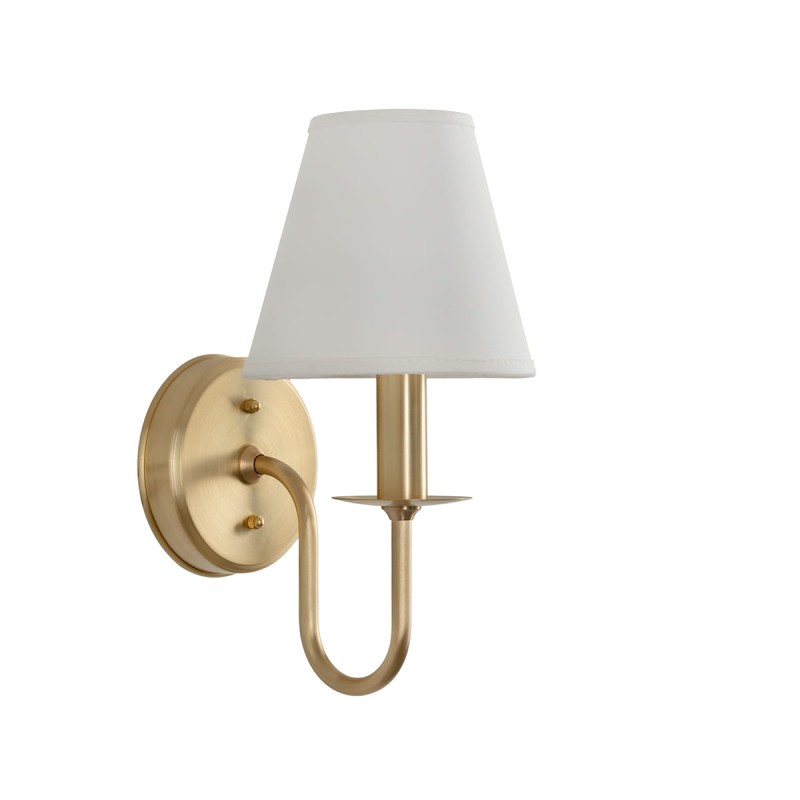 Aura brass wall sconce – white lampshade