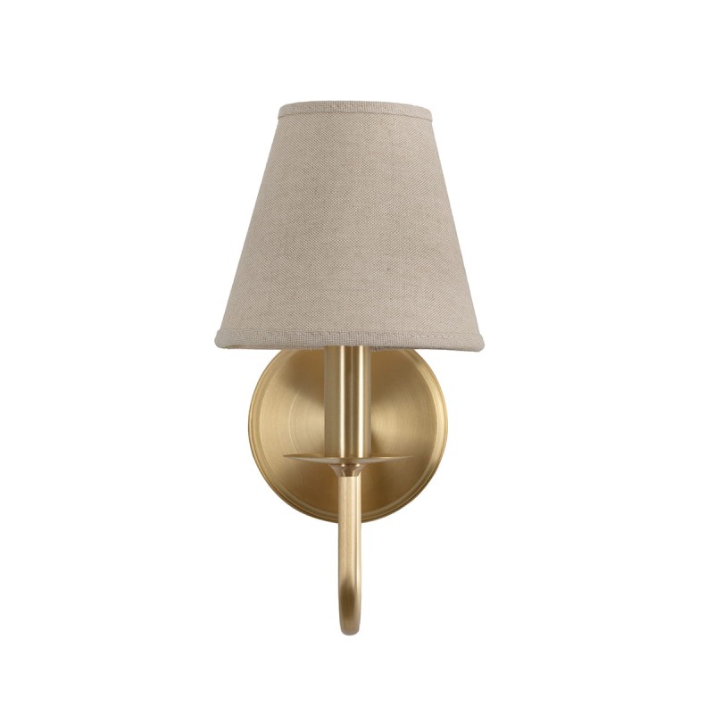 Aura brass wall sconce – linen lampshade