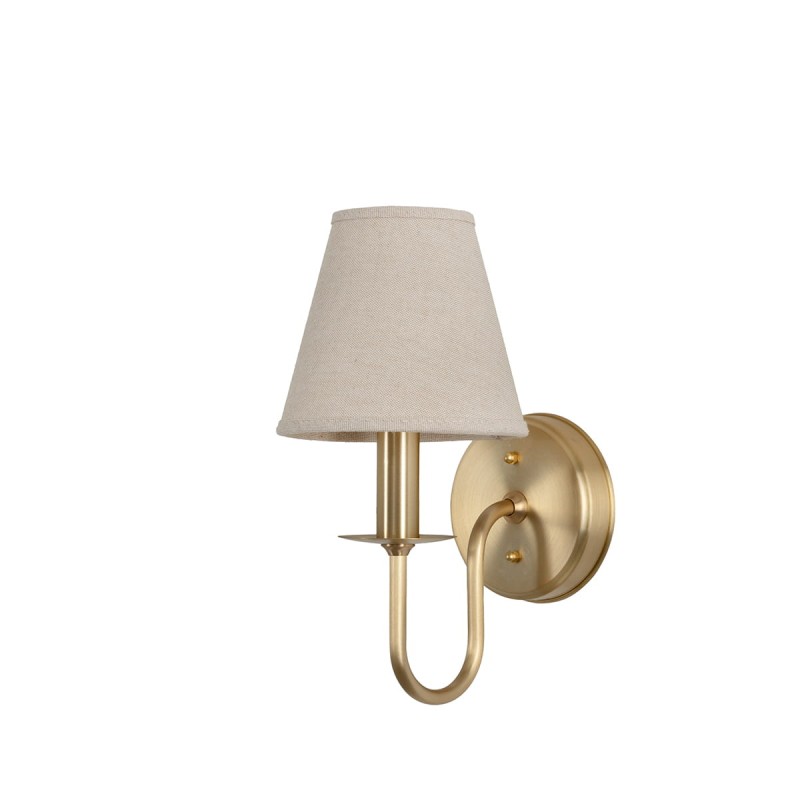 Aura brass wall sconce – linen lampshade