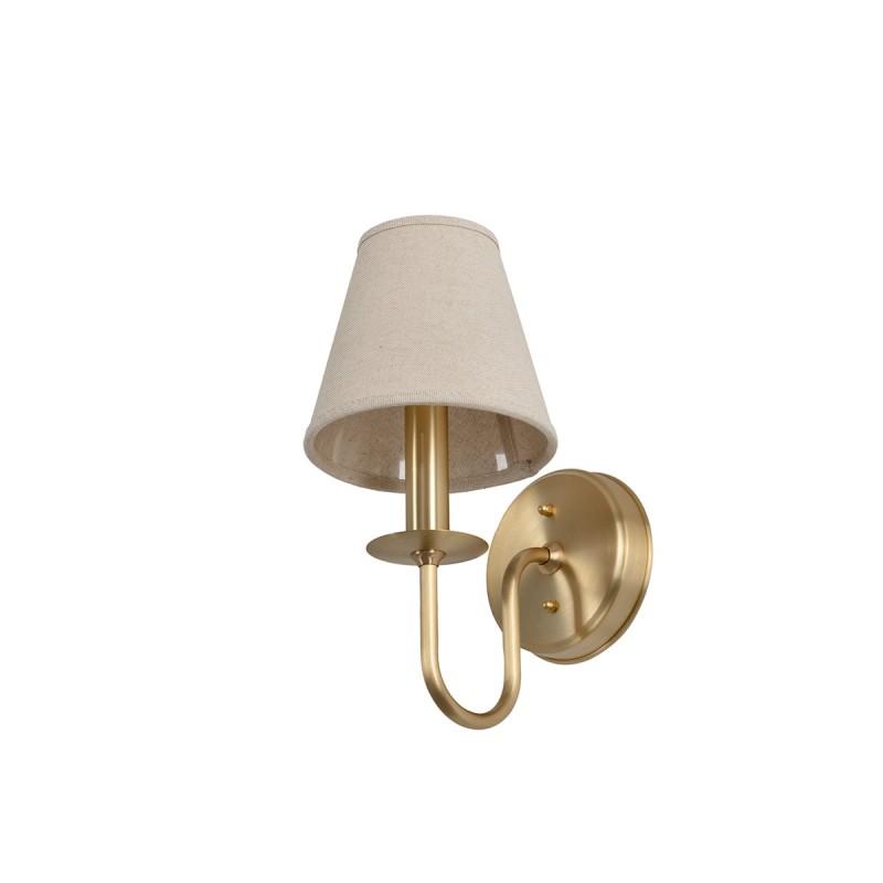 Aura brass wall sconce – linen lampshade