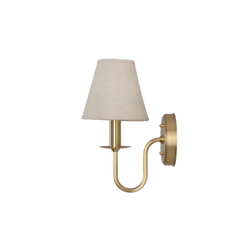 Aura brass wall sconce – linen lampshade