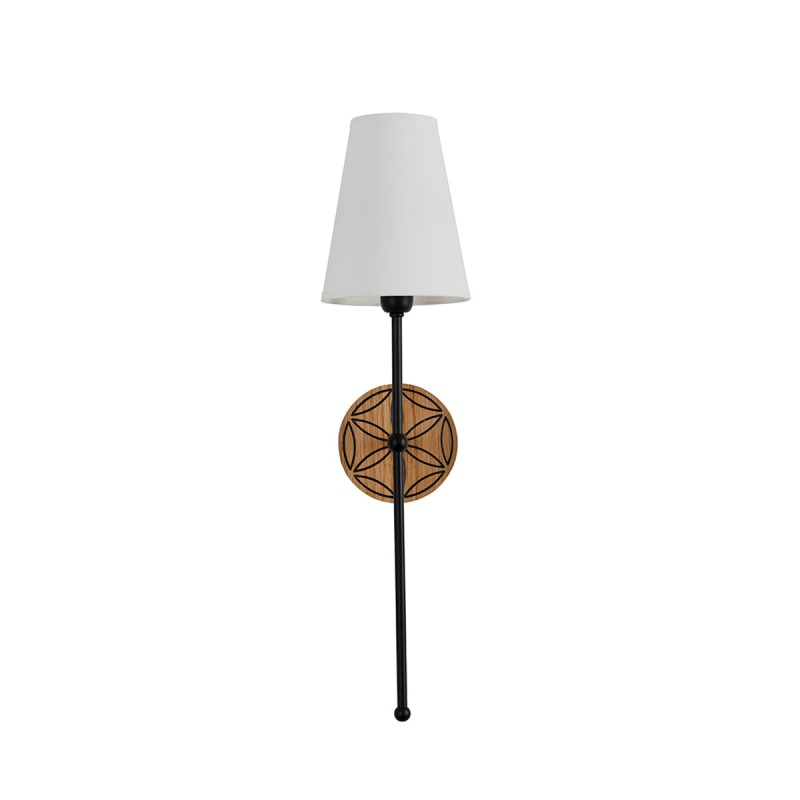BASIC Wall Sconce, Highlander Rosette – Narrow White Lampshade