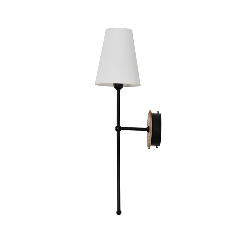 BASIC Wall Sconce, Highlander Rosette – Narrow White Lampshade