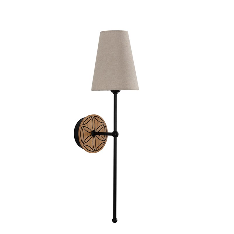BASIC Wall Sconce, Highlander Rosette – Narrow Linen Lampshade