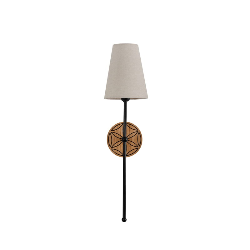 BASIC Wall Sconce, Highlander Rosette – Narrow Linen Lampshade