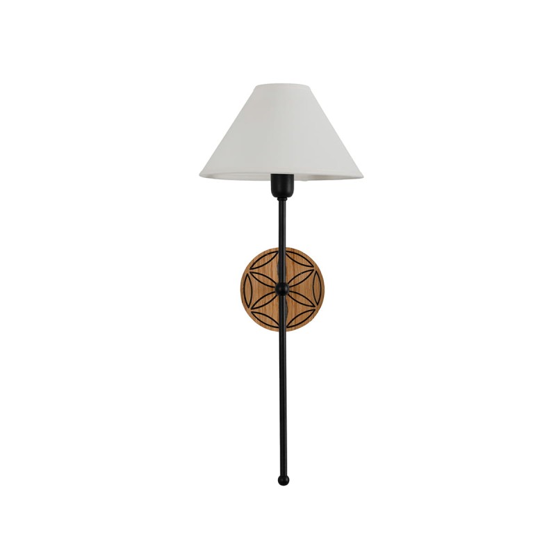BASIC Wall Sconce, Highlander Rosette – Wide White Lampshade