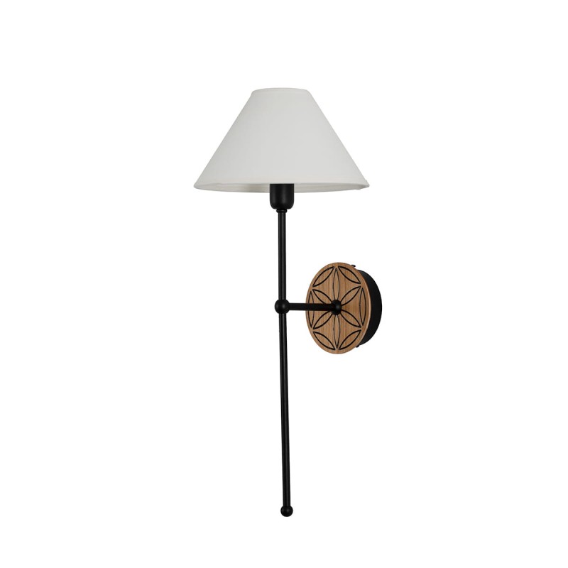 BASIC Wall Sconce, Highlander Rosette – Wide White Lampshade