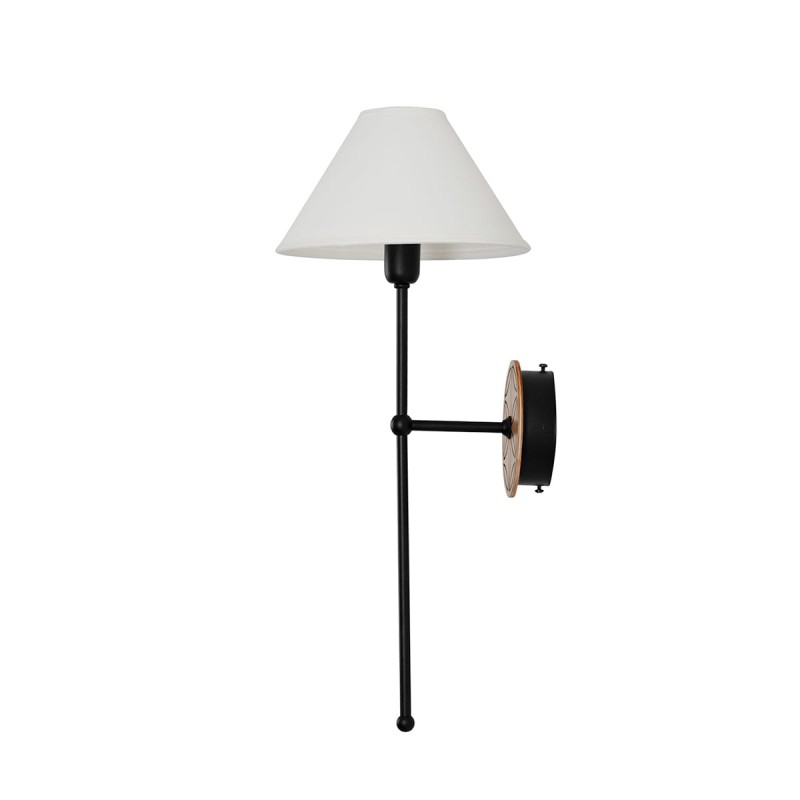 BASIC Wall Sconce, Highlander Rosette – Wide White Lampshade