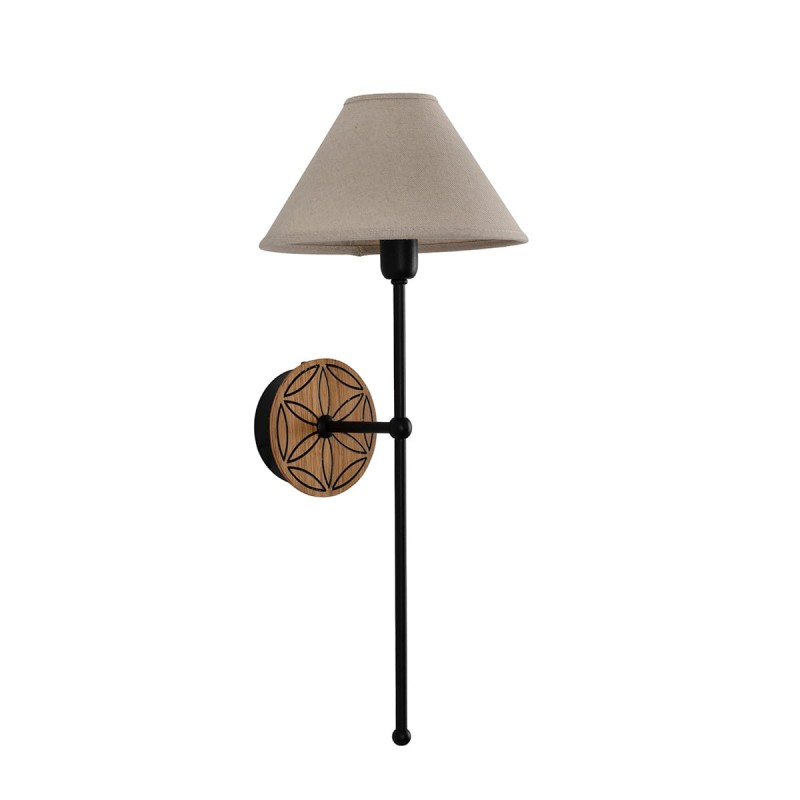 BASIC Wall Sconce, Highlander Rosette – Wide Linen Lampshade