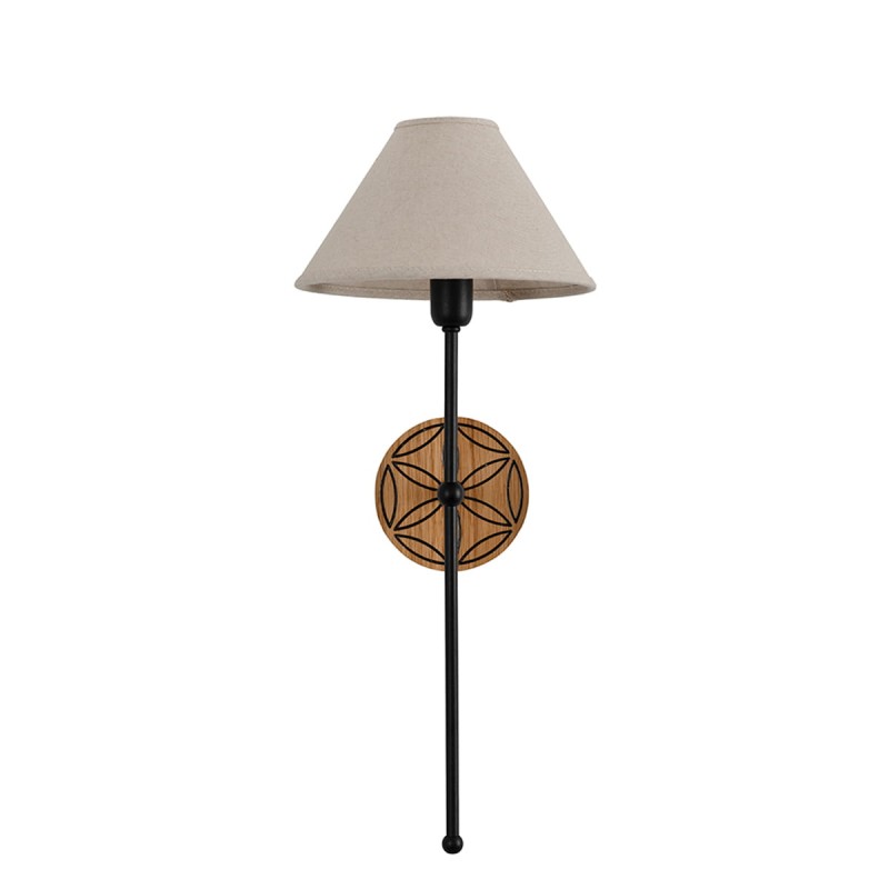 BASIC Wall Sconce, Highlander Rosette – Wide Linen Lampshade