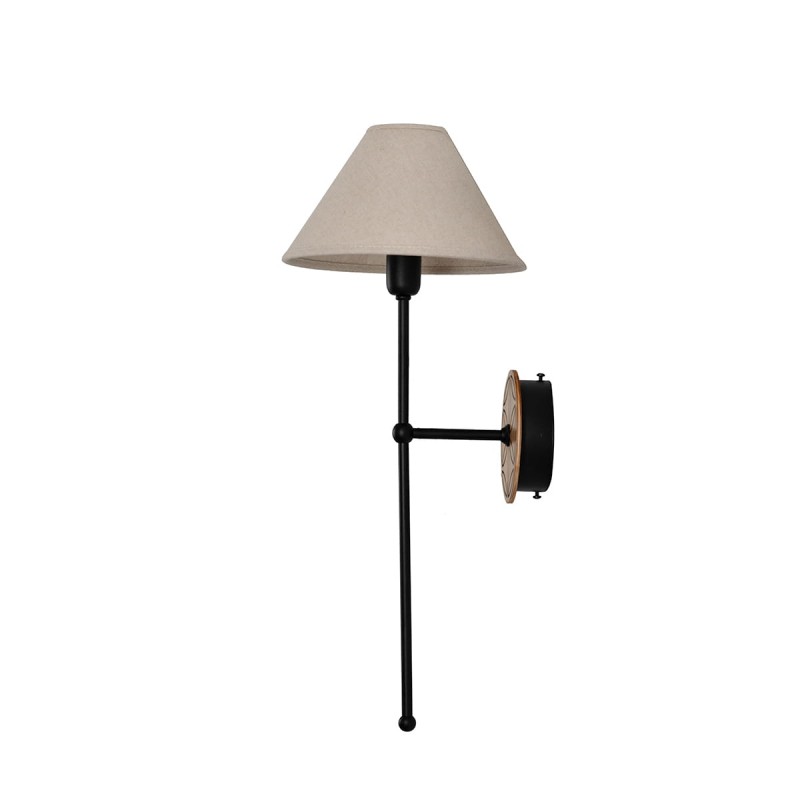 BASIC Wall Sconce, Highlander Rosette – Wide Linen Lampshade