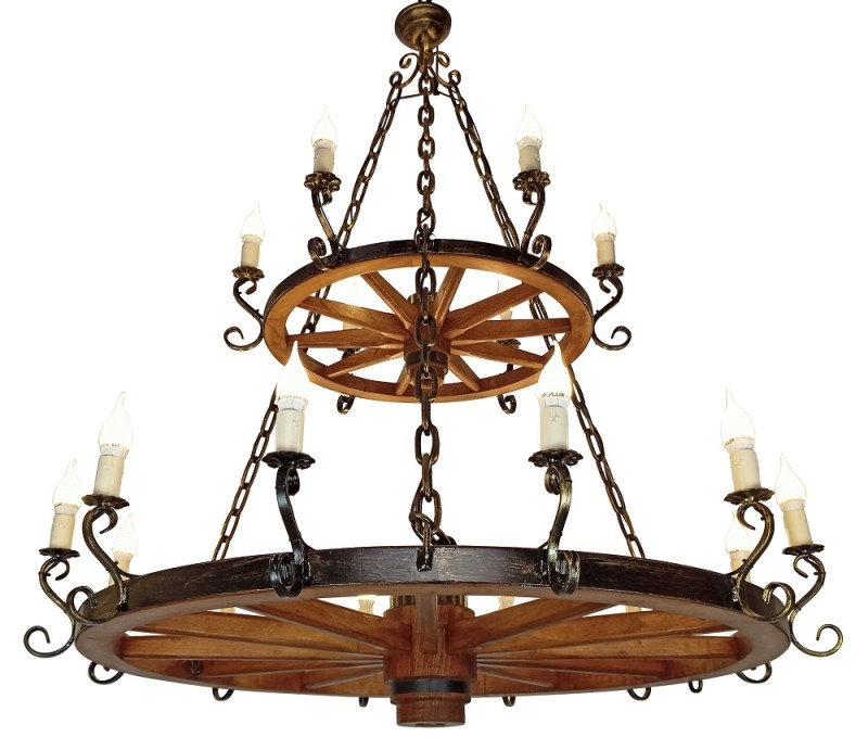 Two-Tier Wooden Circle Chandelier 60 + 110 cm - Crafdeco