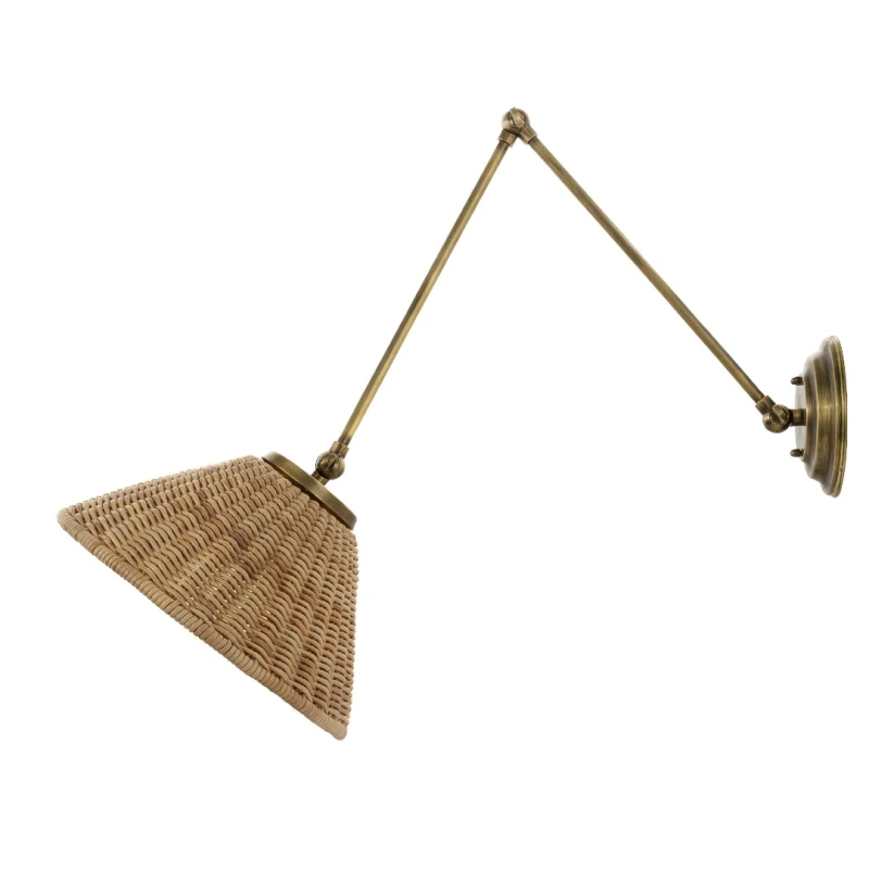Kinkiet mosiężny wiklinowy, Crafdeco