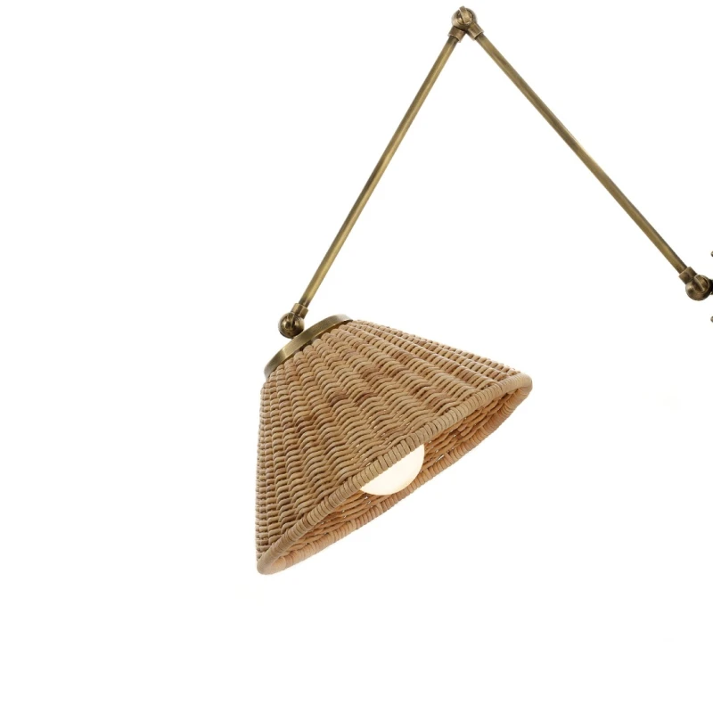 Kinkiet mosiężny wiklinowy, Crafdeco