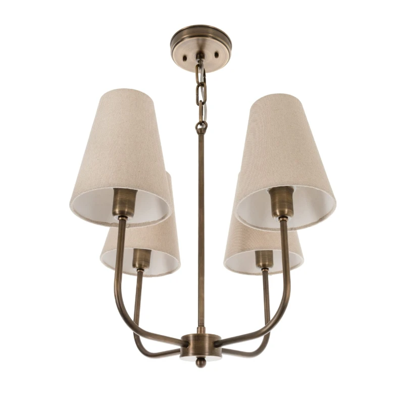 Lampa mosiężna Liora, lniany abażur Crafdeco