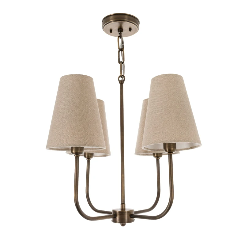 Lampa mosiężna Liora, lniany abażur Crafdeco