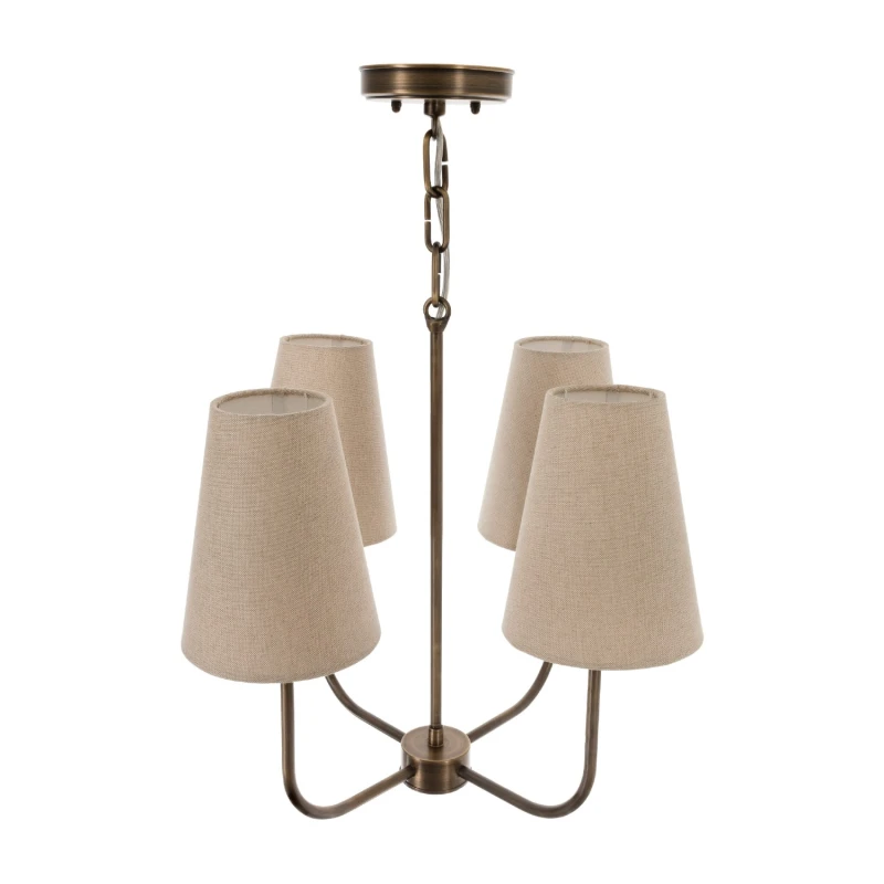 Liora Brass Lamp, linen lampshade , Crafdeco