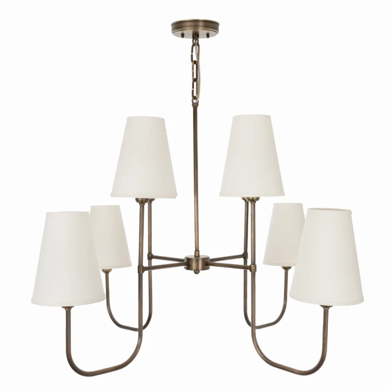 Lampa mosiężna Eliora, biały abażur ,Crafdeco